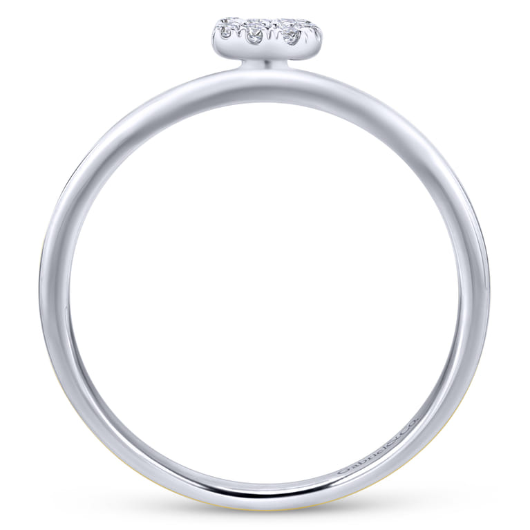 14K White Gold Pave Diamond Uppercase B Initial Ring - 0.08 ct - Shot 2