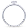 14K White Gold Pave Diamond Uppercase B Initial Ring - 0.08 ct