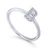 14K White Gold Pave Diamond Uppercase B Initial Ring - 0.08 ct