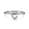 14K White Gold Pave Diamond Uppercase C Initial Ring - 0.05 ct