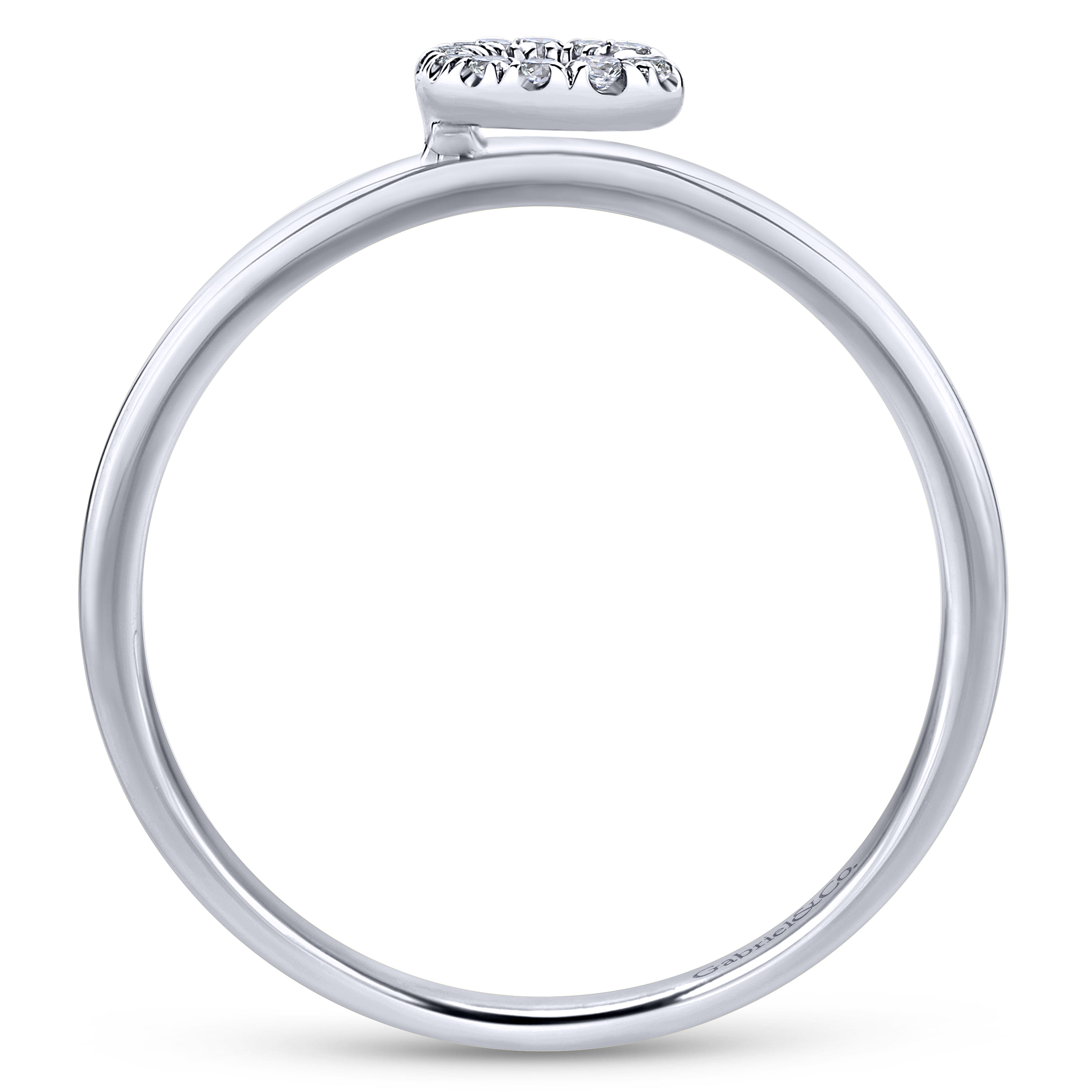 14K White Gold Pave Diamond Uppercase C Initial Ring - 0.05 ct - Shot 2