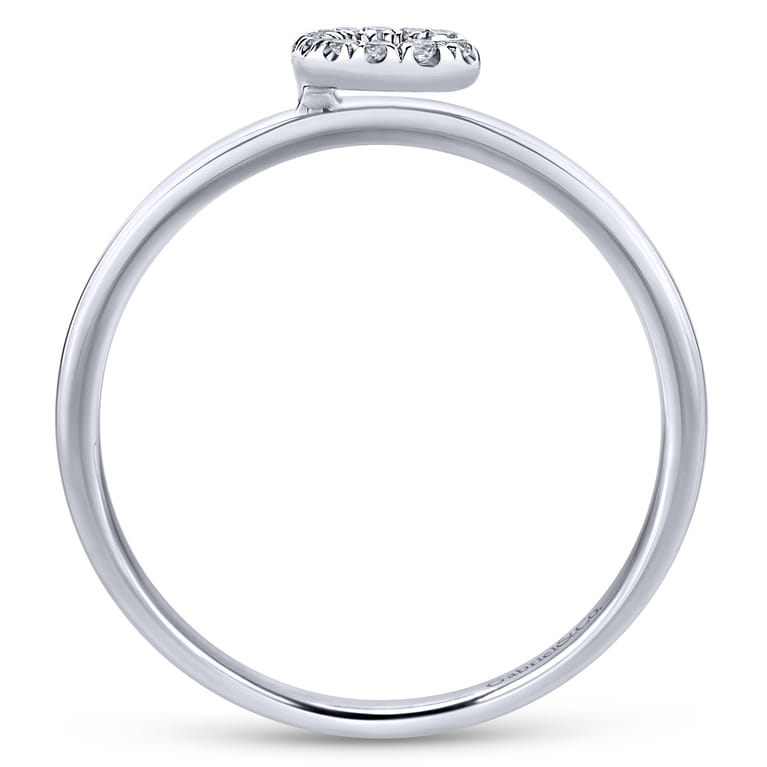 14K White Gold Pave Diamond Uppercase C Initial Ring - 0.05 ct - Shot 2