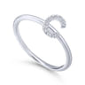 14K White Gold Pave Diamond Uppercase C Initial Ring - 0.05 ct