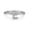 14K White Gold Pave Diamond Uppercase E Initial Ring - 0.06 ct
