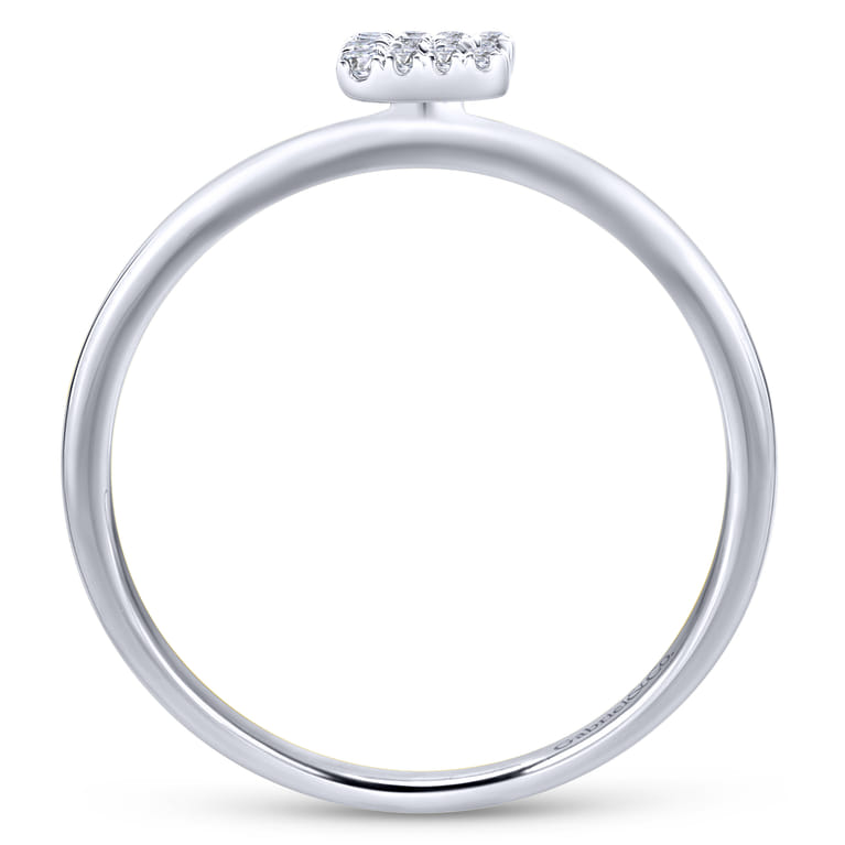 14K White Gold Pave Diamond Uppercase E Initial Ring - 0.06 ct - Shot 2
