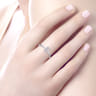 14K White Gold Pave Diamond Uppercase E Initial Ring - 0.06 ct
