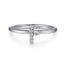 14K White Gold Pave Diamond Uppercase F Initial Ring - 0.05 ct