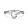 14K White Gold Pave Diamond Uppercase G Initial Ring - 0.07 ct