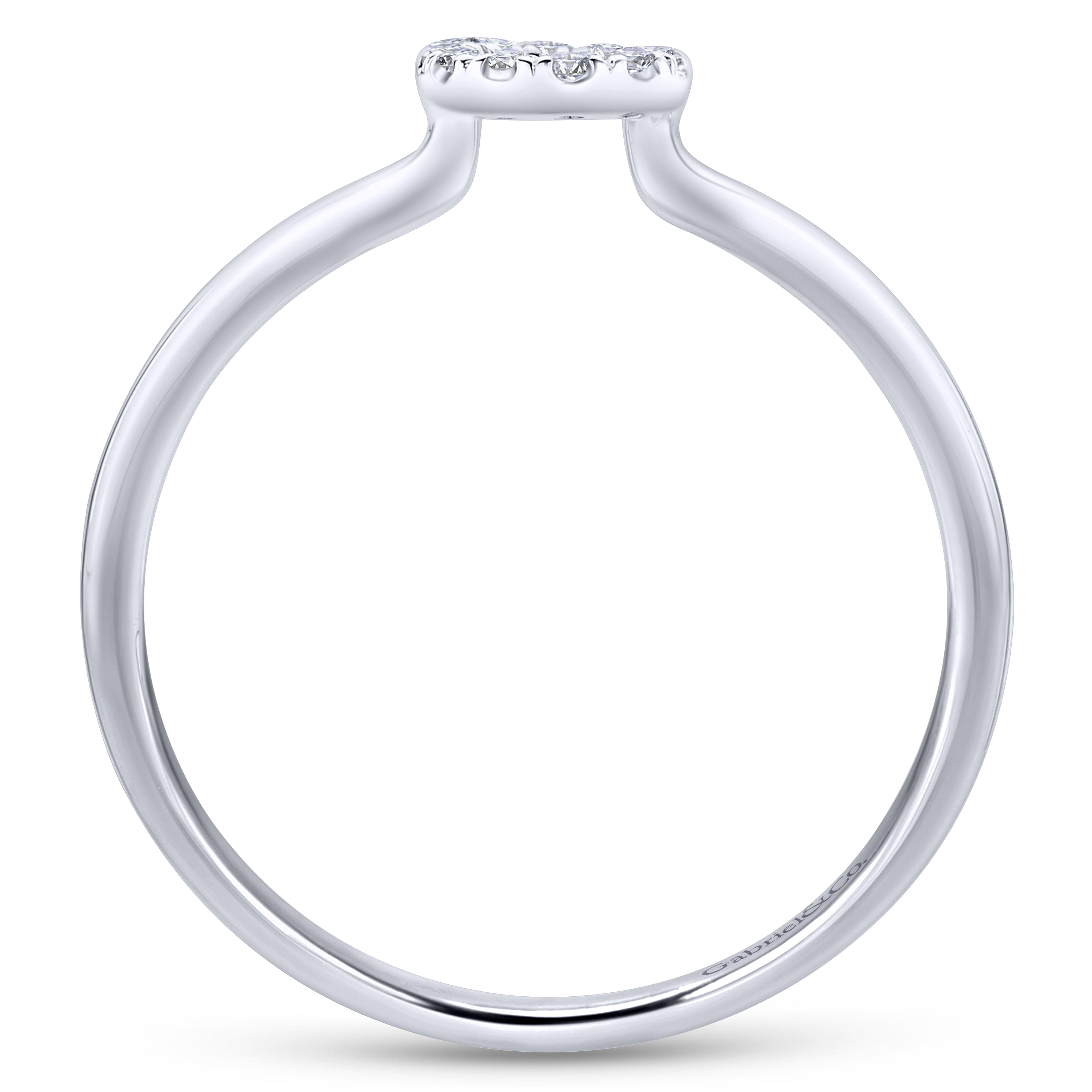 14K White Gold Pave Diamond Uppercase G Initial Ring - 0.07 ct - Shot 2