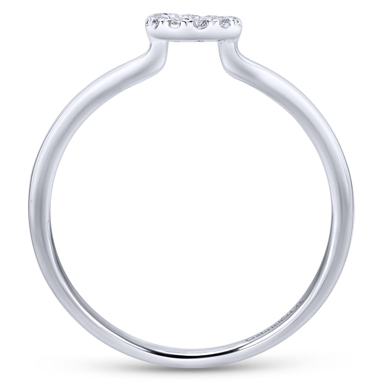 14K White Gold Pave Diamond Uppercase G Initial Ring - 0.07 ct - Shot 2