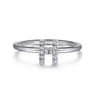 14K White Gold Pave Diamond Uppercase H Initial Ring - 0.07 ct