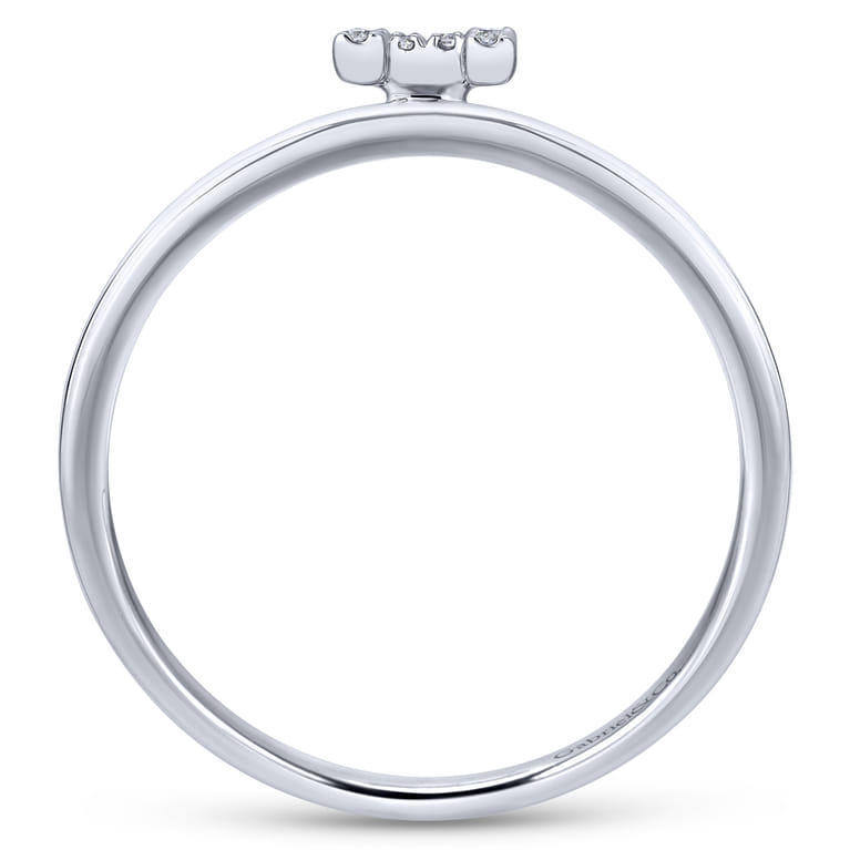 14K White Gold Pave Diamond Uppercase H Initial Ring - 0.07 ct - Shot 2