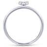 14K White Gold Pave Diamond Uppercase H Initial Ring - 0.07 ct