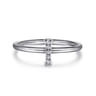 14K White Gold Pave Diamond Uppercase I Initial Ring - 0.03 ct
