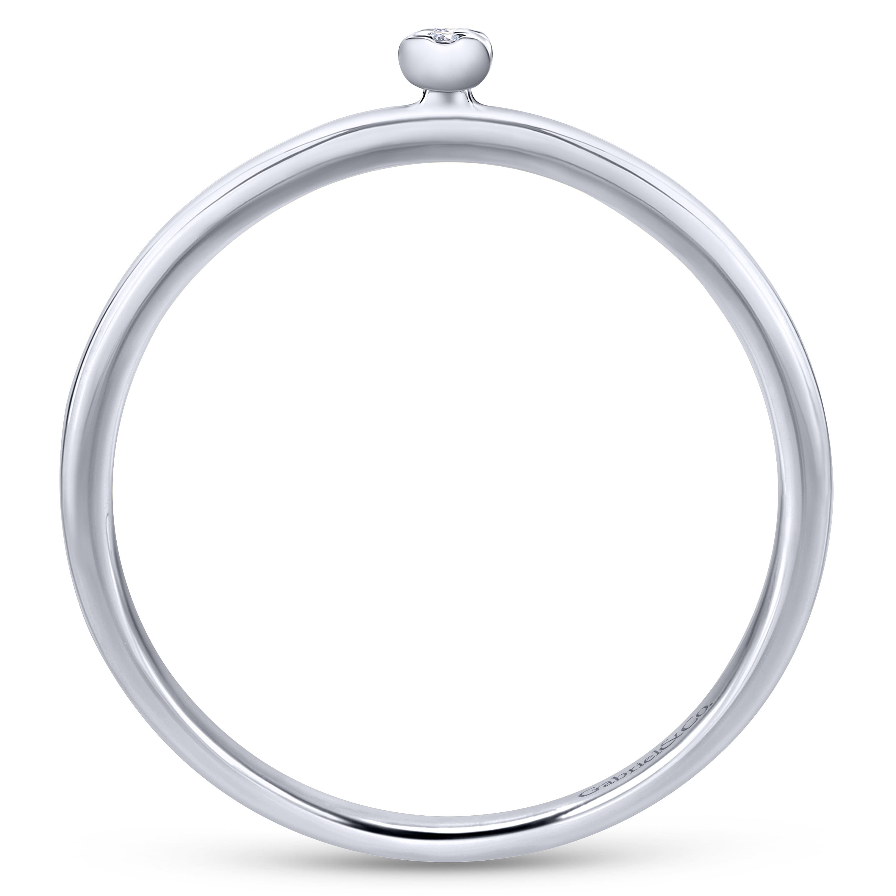 14K White Gold Pave Diamond Uppercase I Initial Ring - 0.03 ct - Shot 2