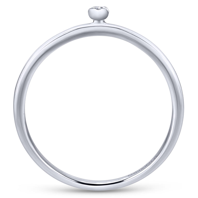 14K White Gold Pave Diamond Uppercase I Initial Ring - 0.03 ct - Shot 2