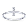 14K White Gold Pave Diamond Uppercase I Initial Ring - 0.03 ct