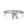 14K White Gold Pave Diamond Uppercase K Initial Ring - 0.05 ct