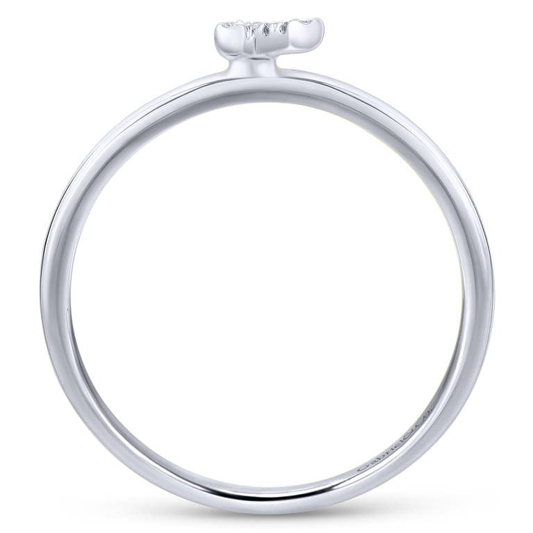 14K White Gold Pave Diamond Uppercase K Initial Ring - 0.05 ct - Shot 2