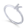 14K White Gold Pave Diamond Uppercase K Initial Ring - 0.05 ct