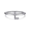 14K White Gold Pave Diamond Uppercase L Initial Ring - 0.04 ct