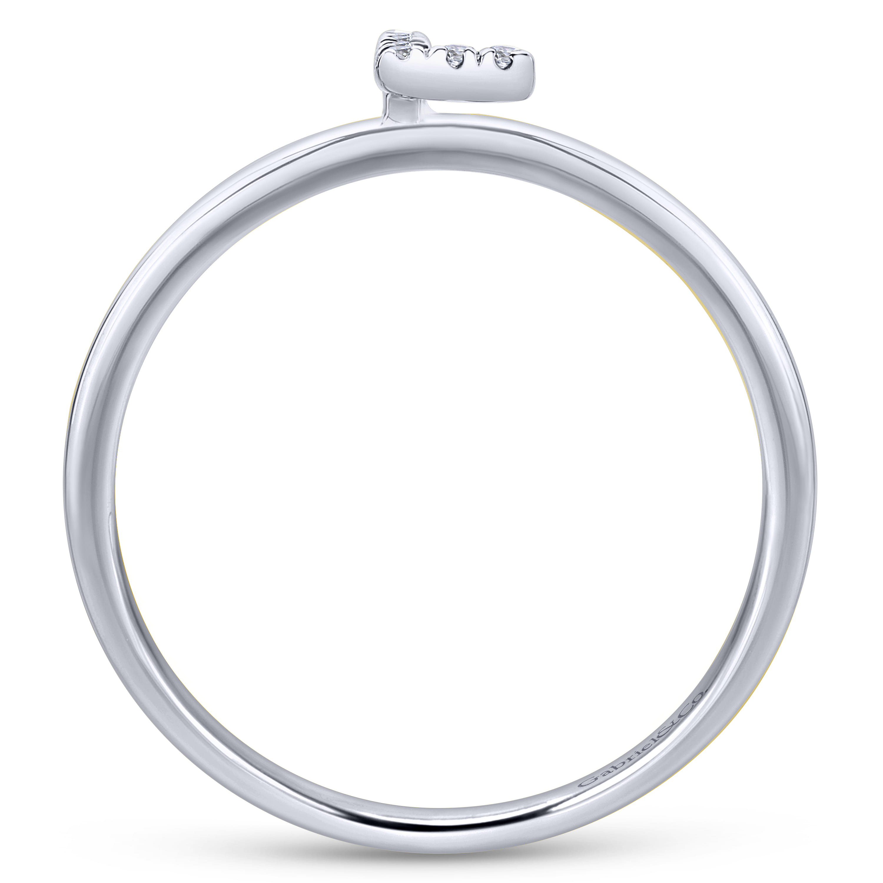 14K White Gold Pave Diamond Uppercase L Initial Ring - 0.04 ct - Shot 2