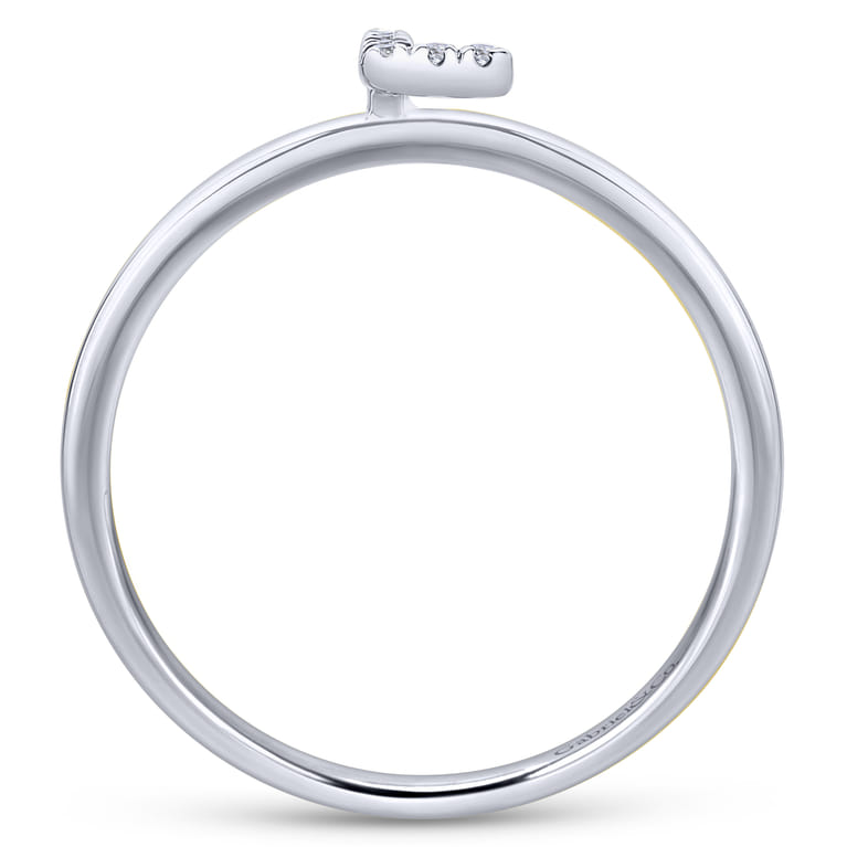 14K White Gold Pave Diamond Uppercase L Initial Ring - 0.04 ct - Shot 2