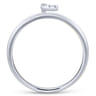 14K White Gold Pave Diamond Uppercase L Initial Ring - 0.04 ct