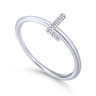 14K White Gold Pave Diamond Uppercase L Initial Ring - 0.04 ct