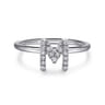 14K White Gold Pave Diamond Uppercase M Initial Ring - 0.07 ct