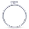 14K White Gold Pave Diamond Uppercase M Initial Ring - 0.07 ct