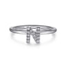 14K White Gold Pave Diamond Uppercase N Initial Ring - 0.06 ct