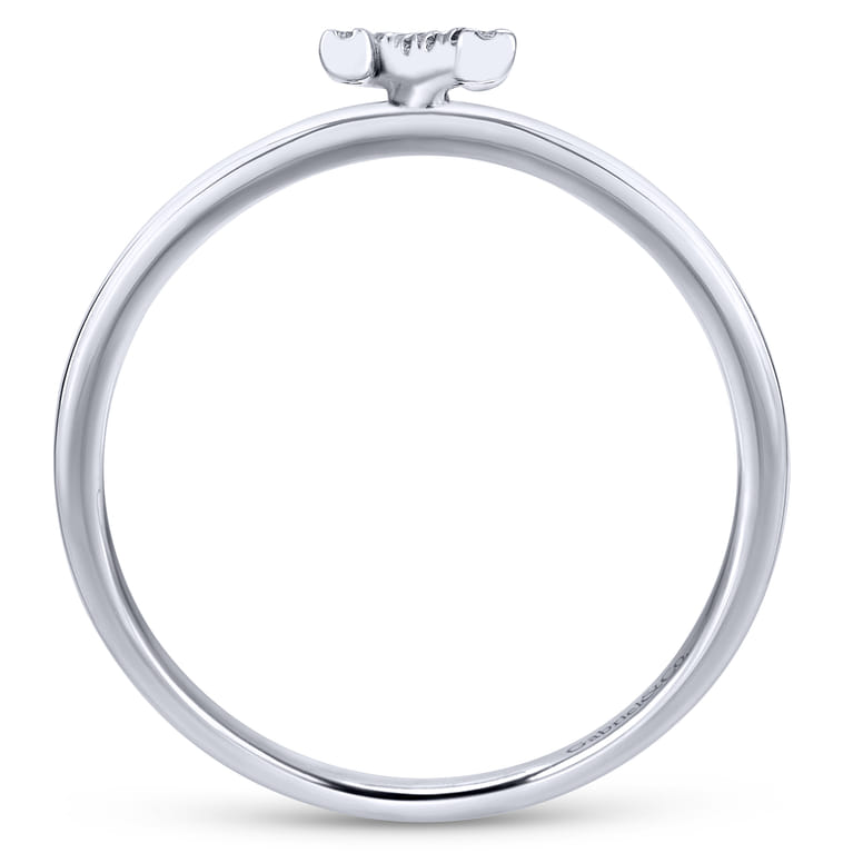 14K White Gold Pave Diamond Uppercase N Initial Ring - 0.06 ct - Shot 2