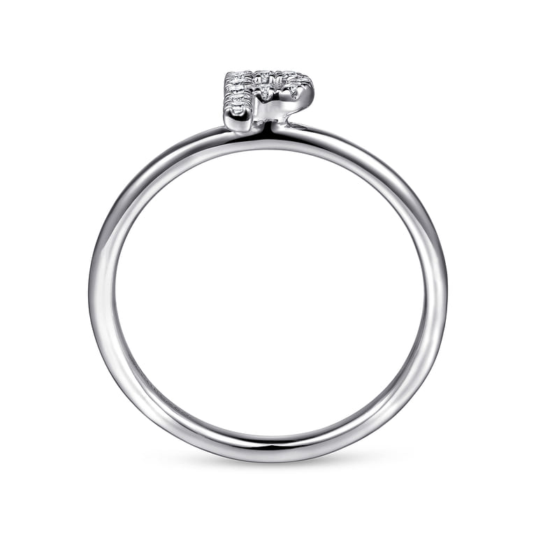 14K White Gold Pave Diamond Uppercase P Initial Ring - 0.05 ct - Shot 2