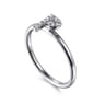 14K White Gold Pave Diamond Uppercase P Initial Ring - 0.05 ct
