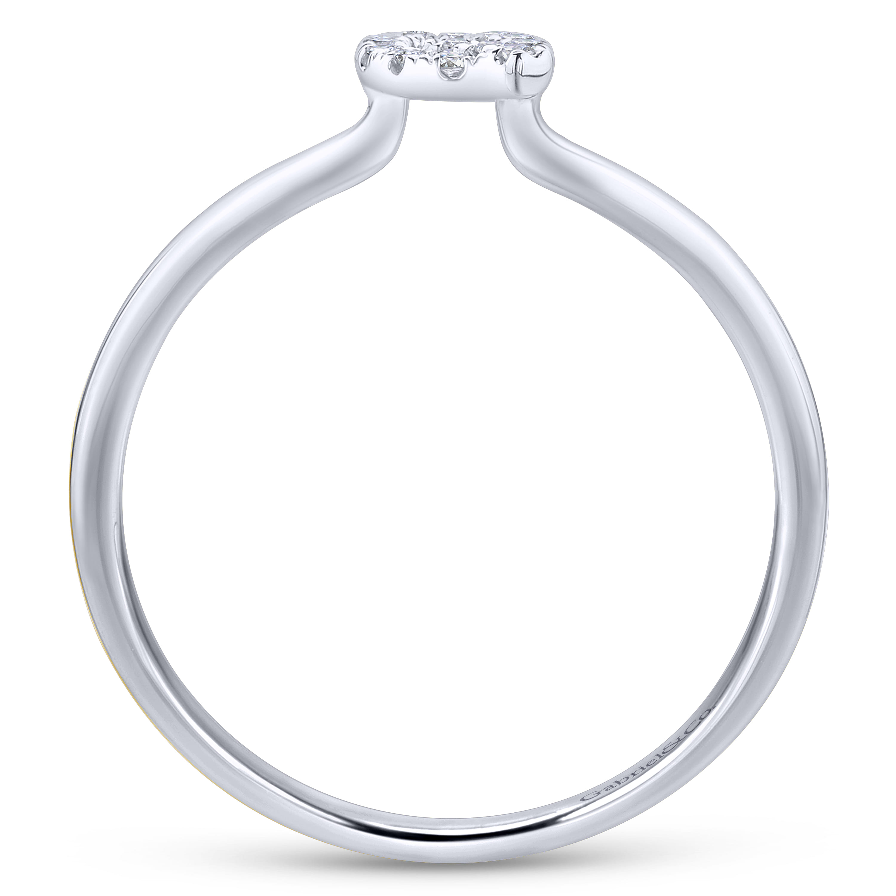 14K White Gold Pave Diamond Uppercase Q Initial Ring - 0.07 ct - Shot 2