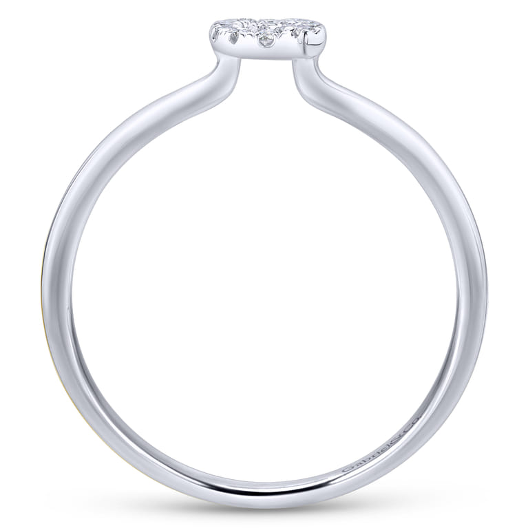 14K White Gold Pave Diamond Uppercase Q Initial Ring - 0.07 ct - Shot 2
