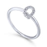 14K White Gold Pave Diamond Uppercase Q Initial Ring - 0.07 ct