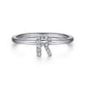 14K White Gold Pave Diamond Uppercase R Initial Ring - 0.06 ct