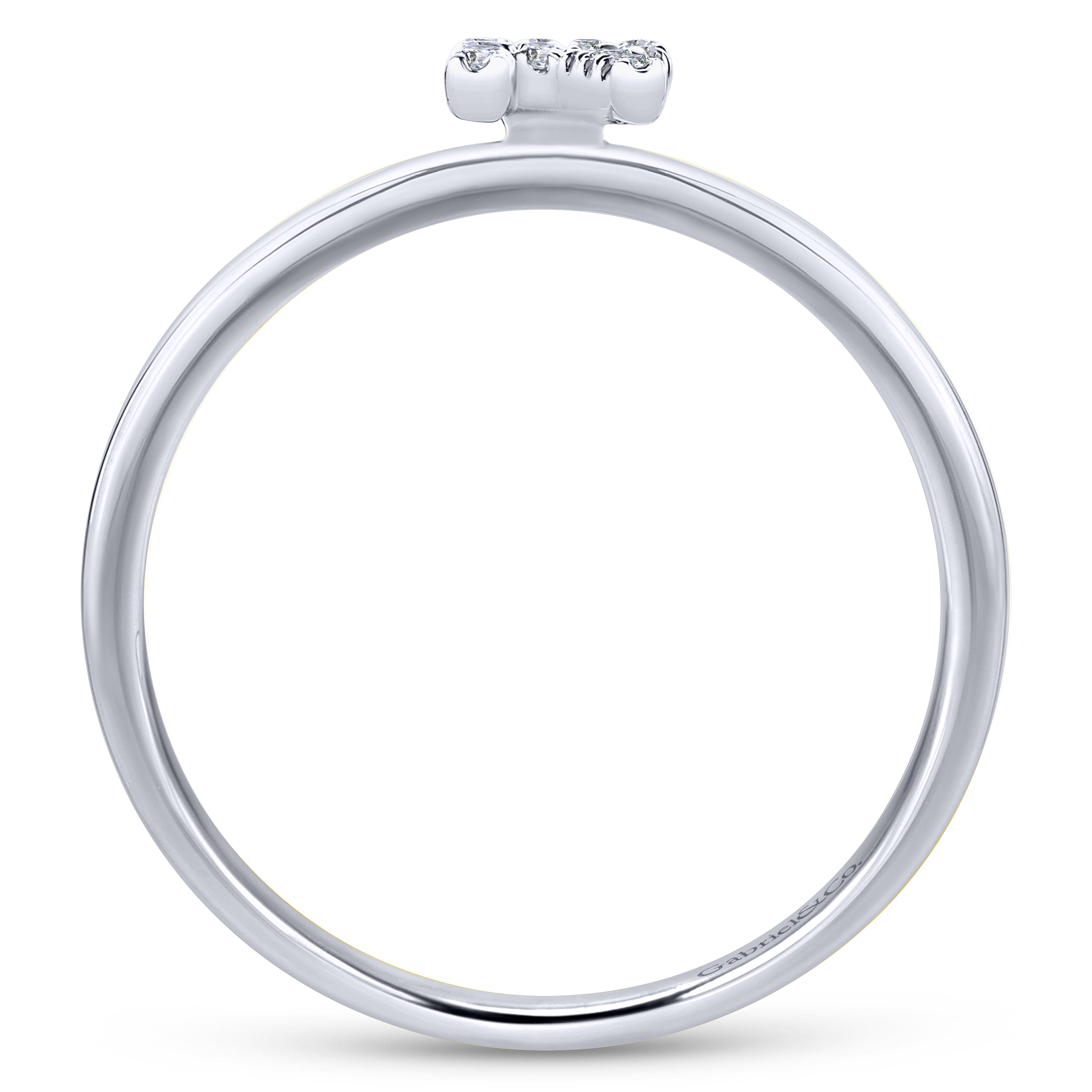 14K White Gold Pave Diamond Uppercase R Initial Ring - 0.06 ct - Shot 2