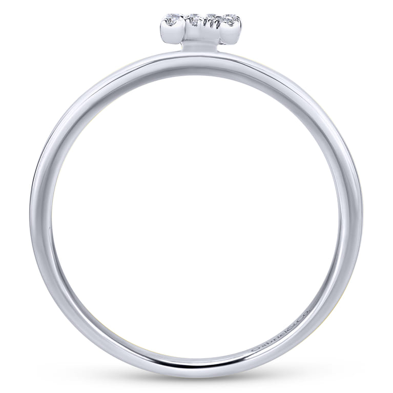 14K White Gold Pave Diamond Uppercase R Initial Ring - 0.06 ct - Shot 2
