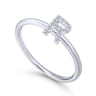 14K White Gold Pave Diamond Uppercase R Initial Ring - 0.06 ct