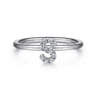 14K White Gold Pave Diamond Uppercase S Initial Ring - 0.07 ct
