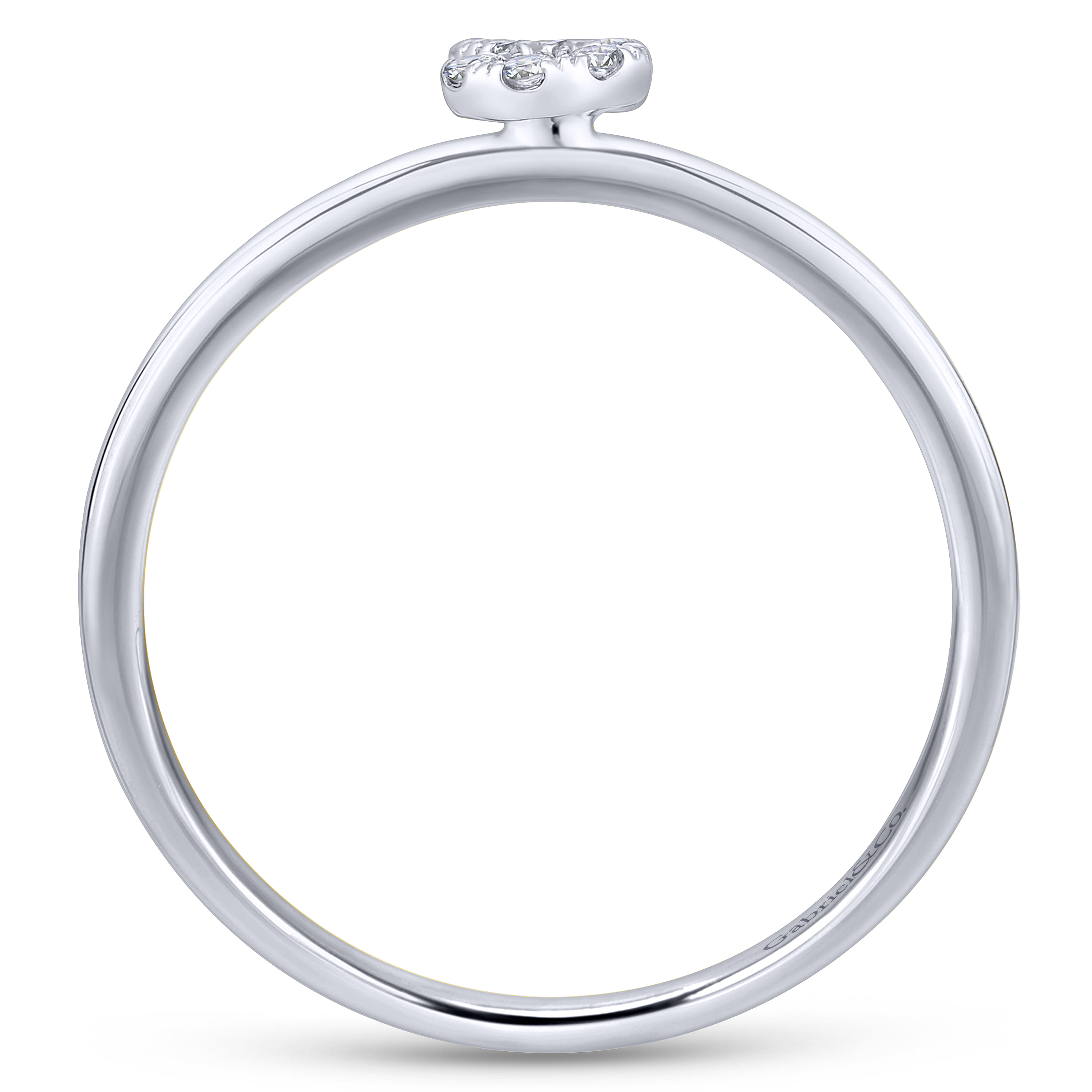 14K White Gold Pave Diamond Uppercase S Initial Ring - 0.07 ct - Shot 2