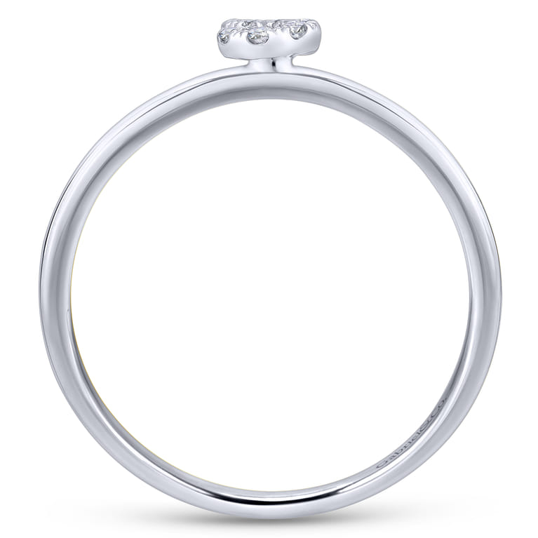 14K White Gold Pave Diamond Uppercase S Initial Ring - 0.07 ct - Shot 2