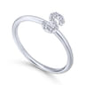 14K White Gold Pave Diamond Uppercase S Initial Ring - 0.07 ct