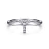 14K White Gold Pave Diamond Uppercase T Initial Ring - 0.05 ct