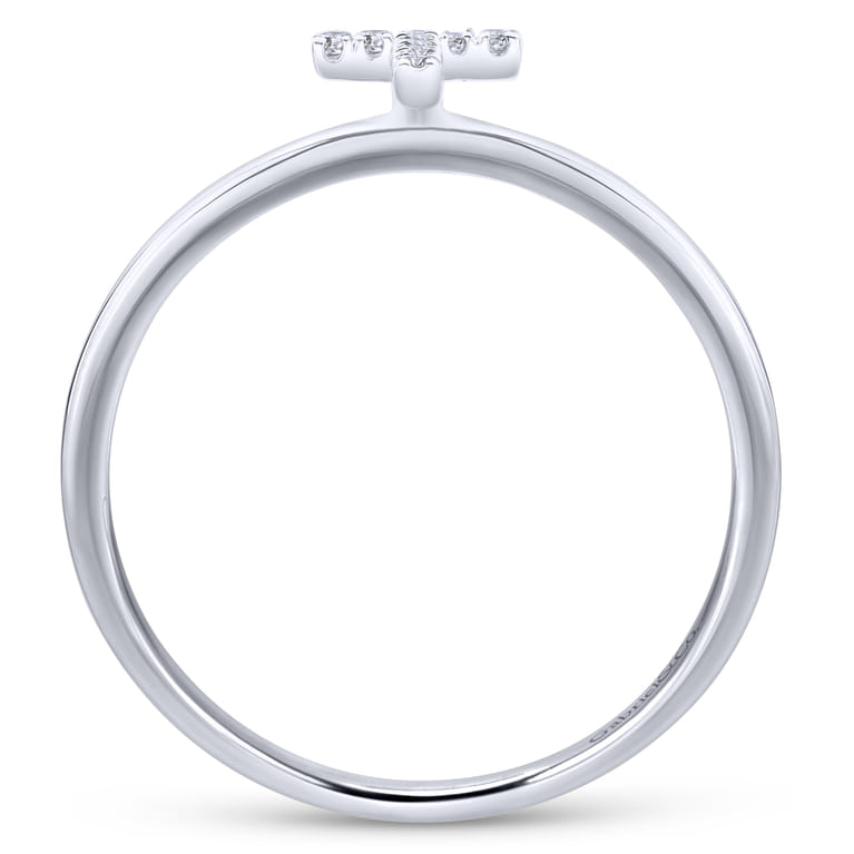 14K White Gold Pave Diamond Uppercase T Initial Ring - 0.05 ct - Shot 2