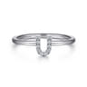 14K White Gold Pave Diamond Uppercase U Initial Ring - 0.06 ct