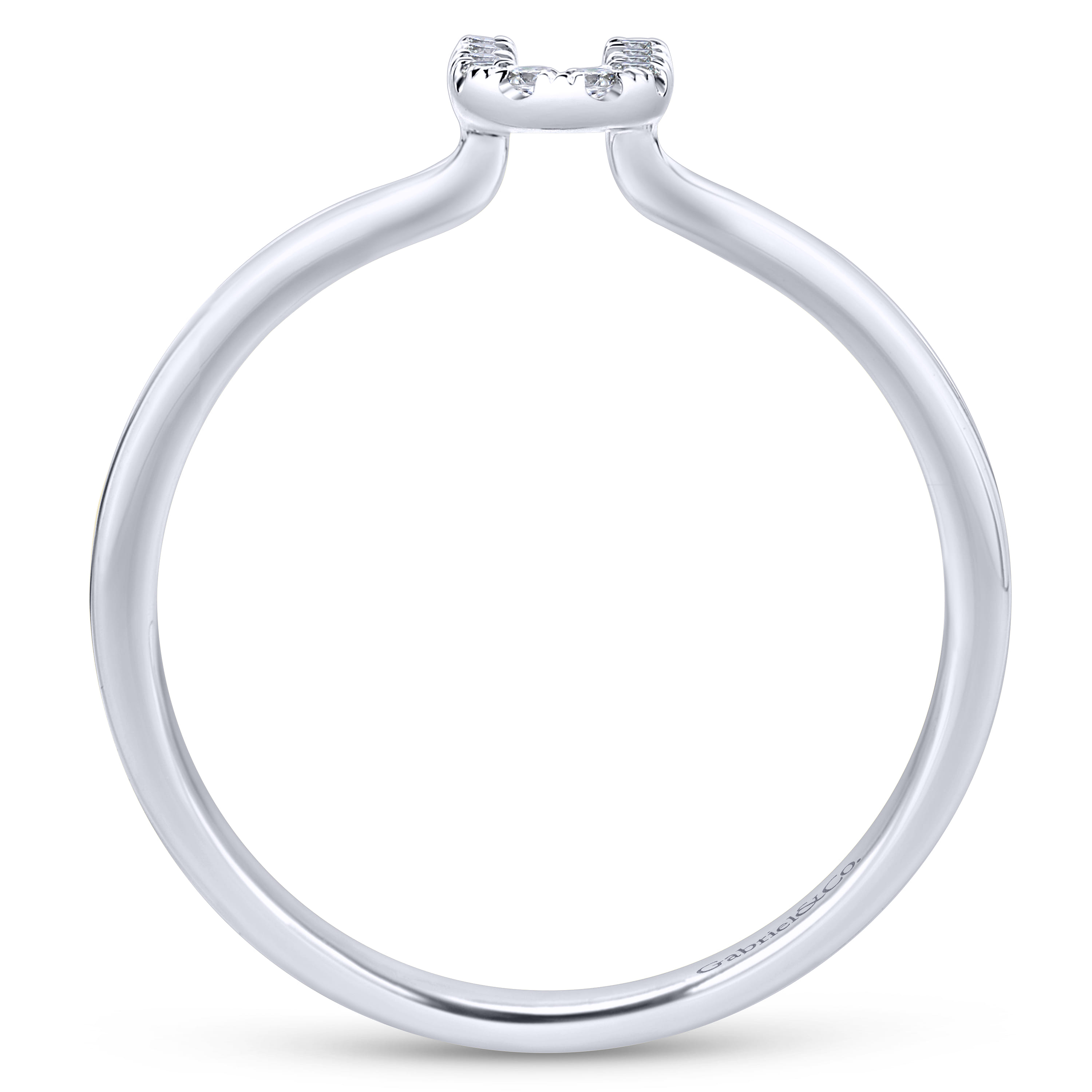 14K White Gold Pave Diamond Uppercase U Initial Ring - 0.06 ct - Shot 2